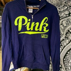 VS PINK 3/4 ZIP SWEATSHIRT